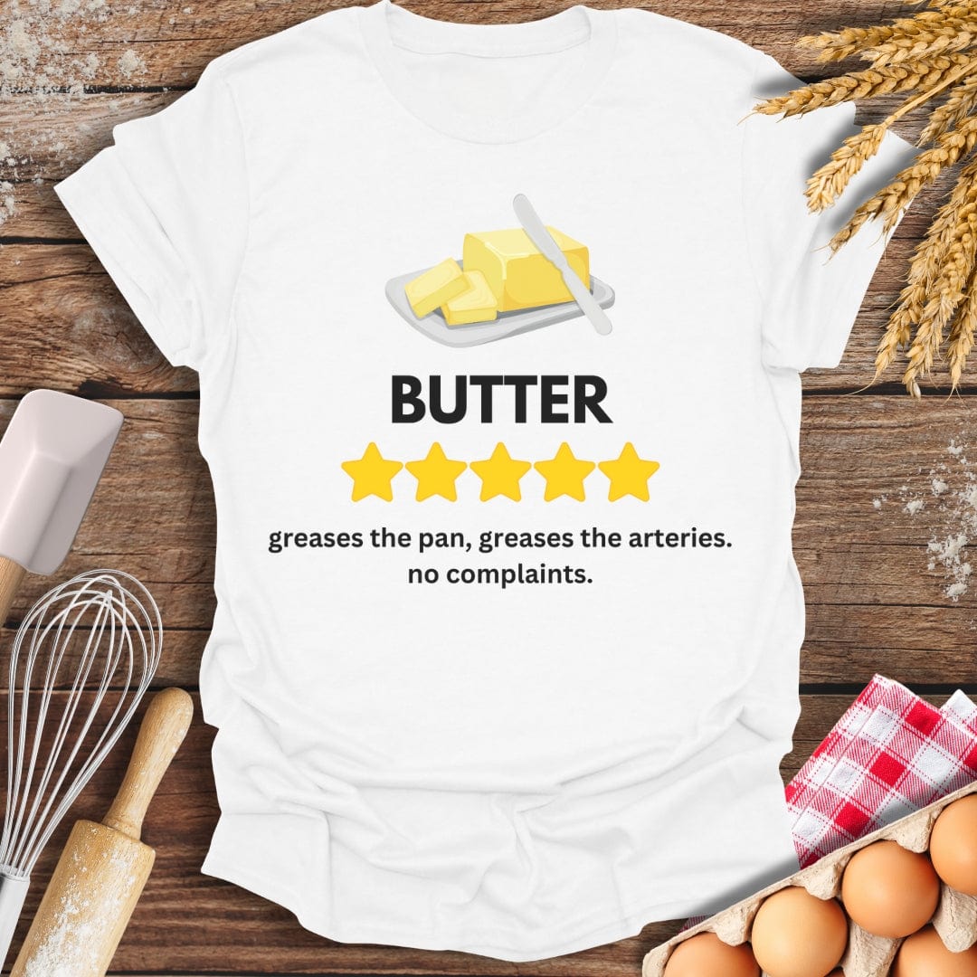 Butter: 5 Star Review T-Shirt White / S Baking Threads
