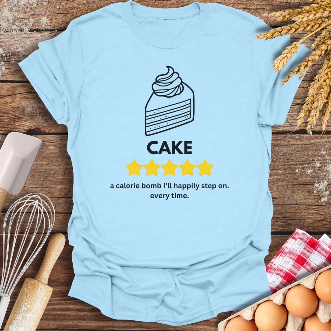 Cake: 5 Star Review T-Shirt Light Blue / S Baking Threads
