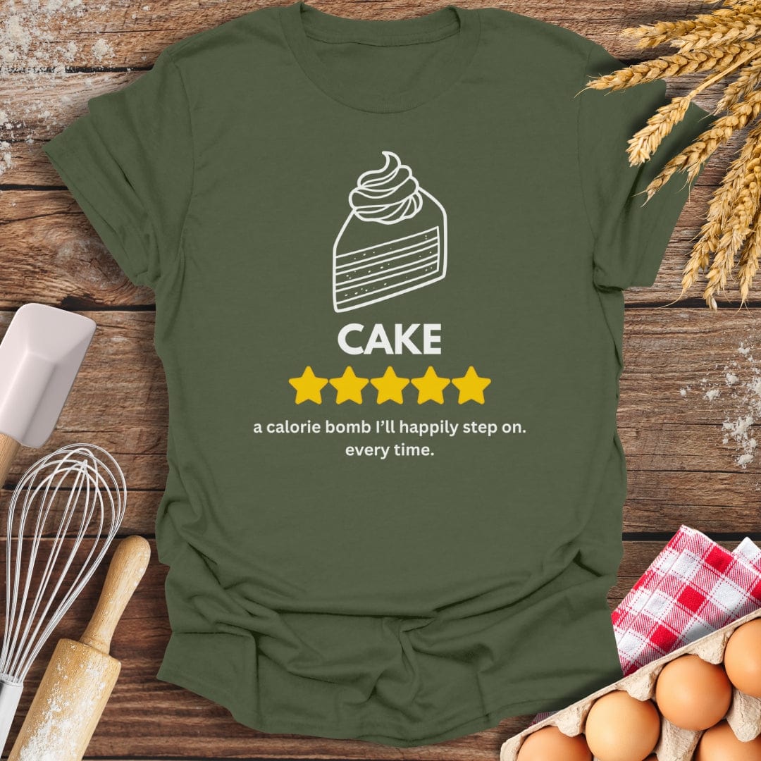 Cake: 5 Star Review T-Shirt Military Green / S Baking Threads