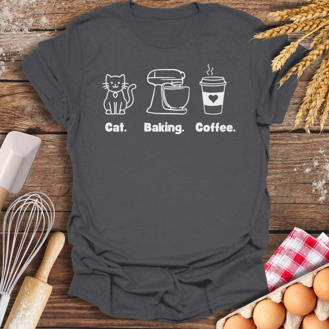 Cat. Baking. Coffee. T-Shirt Charcoal / S Baking Threads