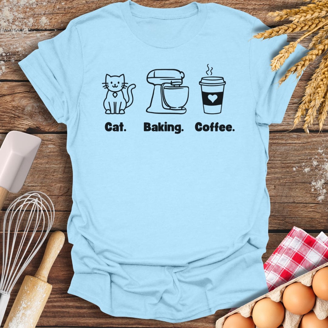 Cat. Baking. Coffee. T-Shirt Light Blue / S Baking Threads