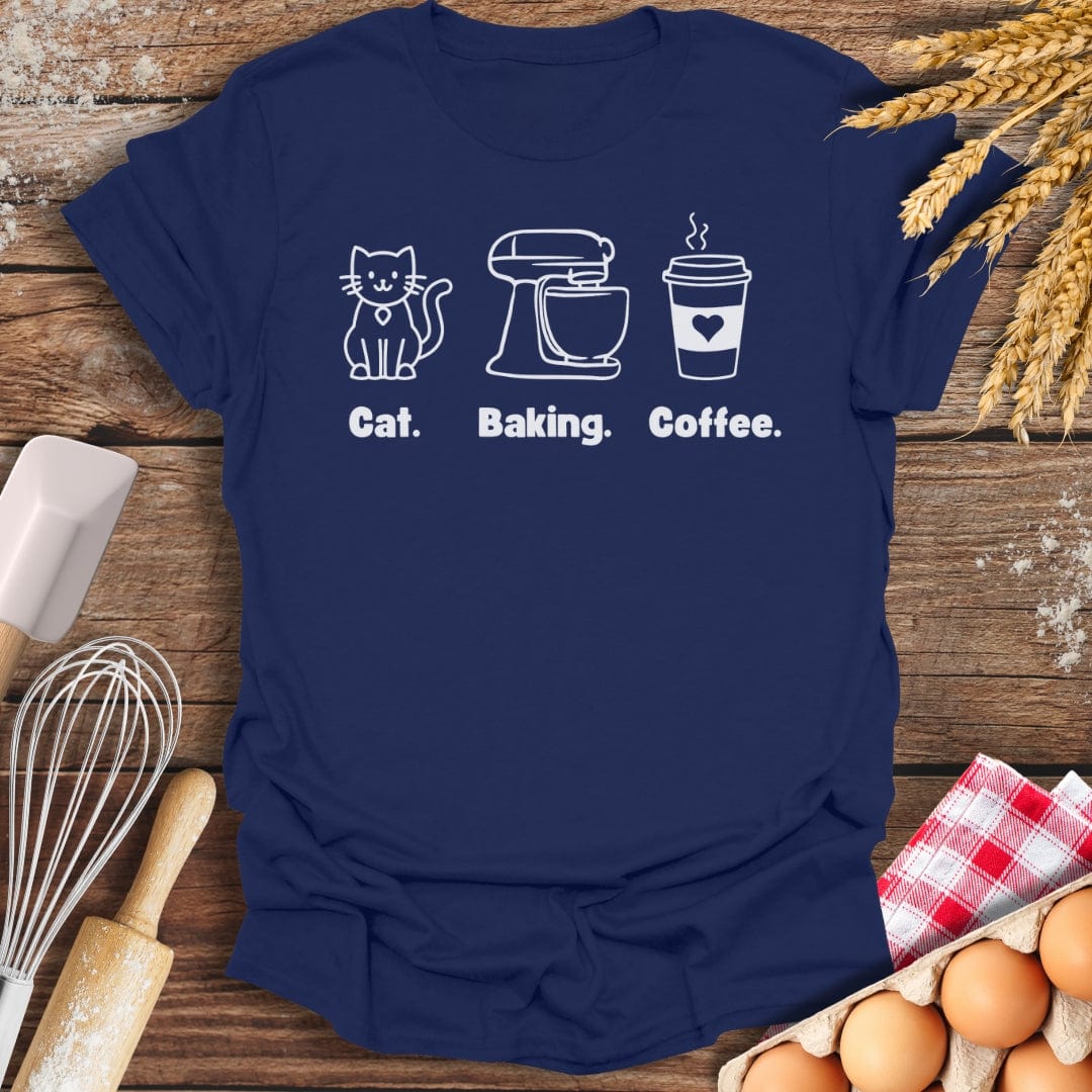 Cat. Baking. Coffee. T-Shirt Navy / S Baking Threads
