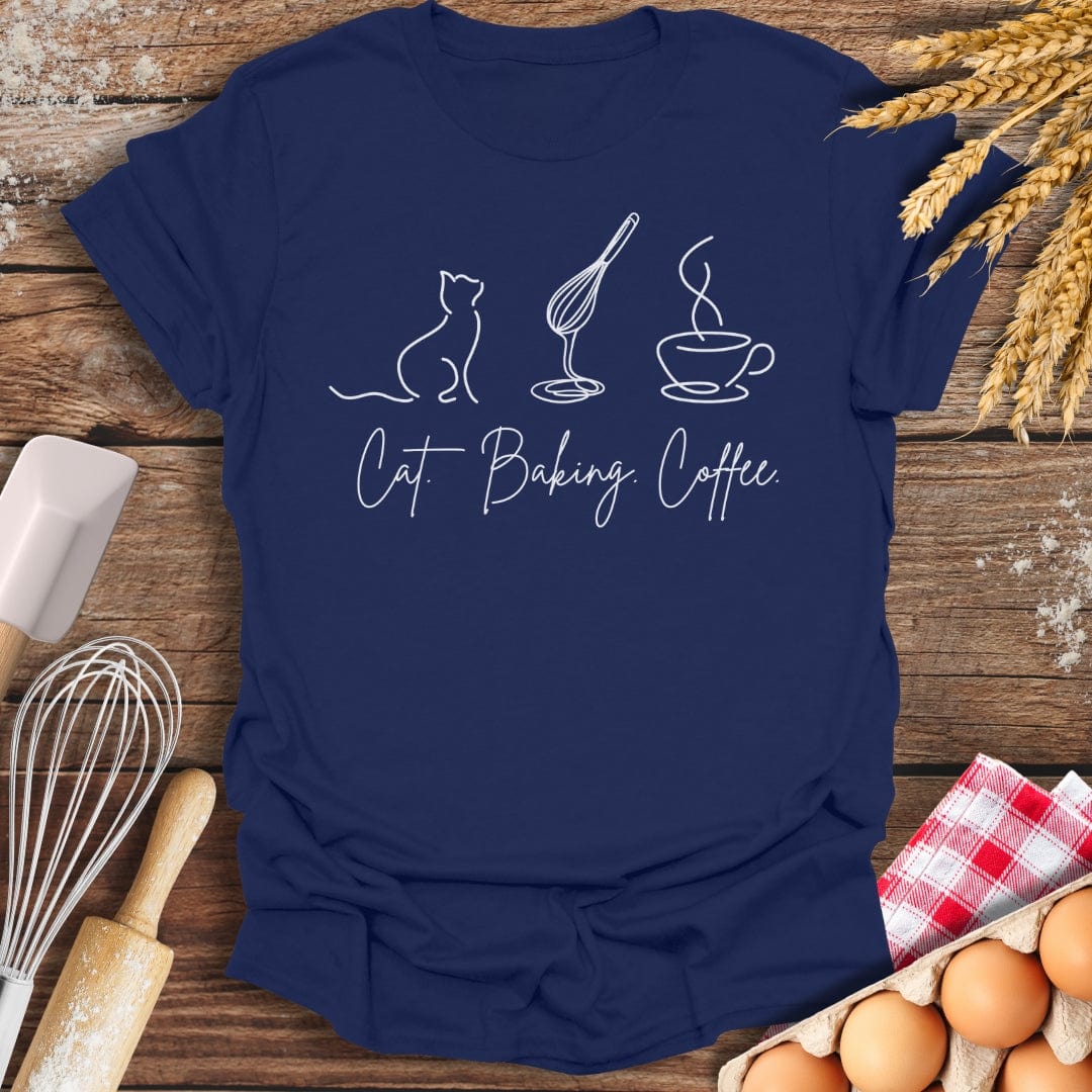 Cat. Baking. Coffee. T-Shirt Navy / S Baking Threads