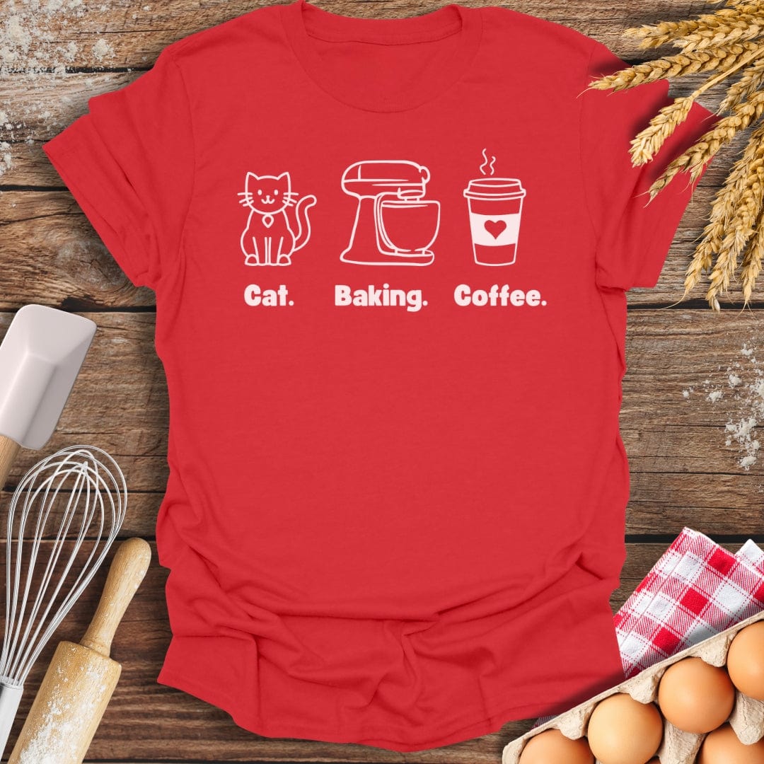 Cat. Baking. Coffee. T-Shirt Red / S Baking Threads