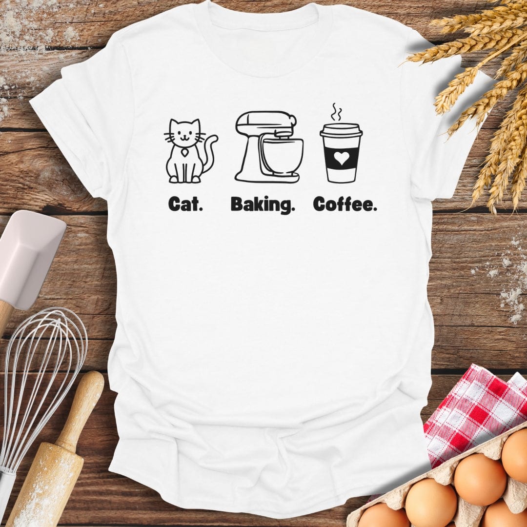 Cat. Baking. Coffee. T-Shirt White / S Baking Threads