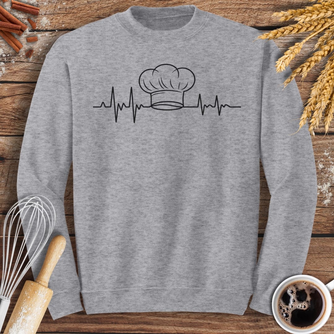 Chef's Hat EKG Sweatshirt Baking Threads