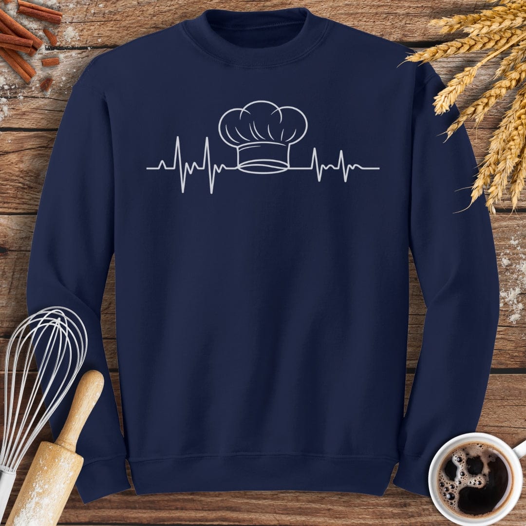 Chef's Hat EKG Sweatshirt Baking Threads