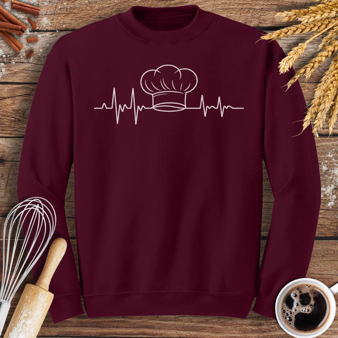 Chef's Hat EKG Sweatshirt Baking Threads
