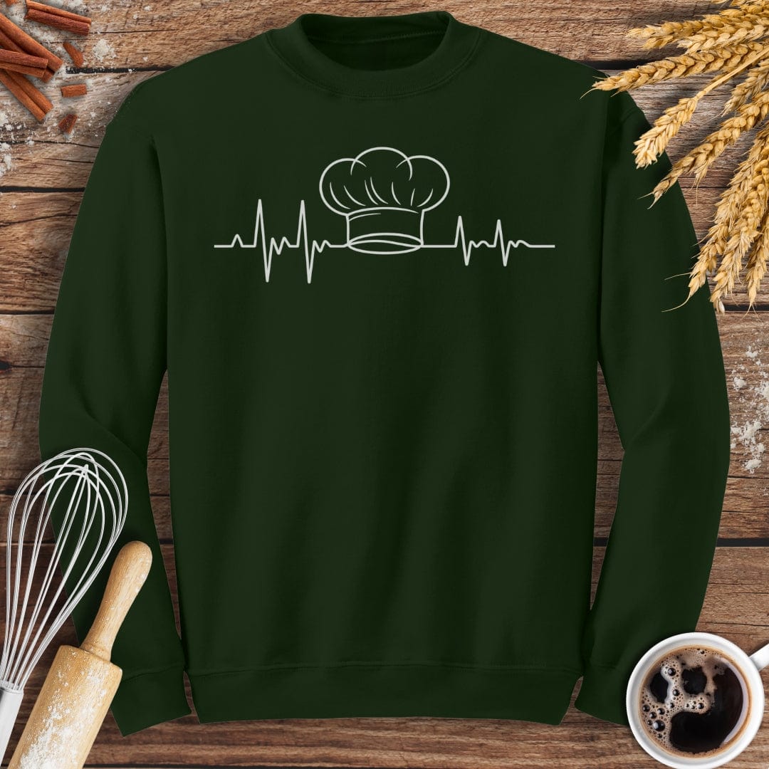 Chef's Hat EKG Sweatshirt Baking Threads
