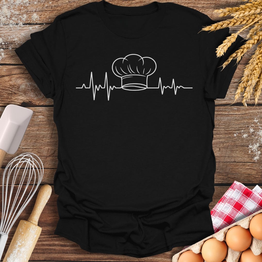 Chef's Hat EKG T-Shirt Black / S Baking Threads