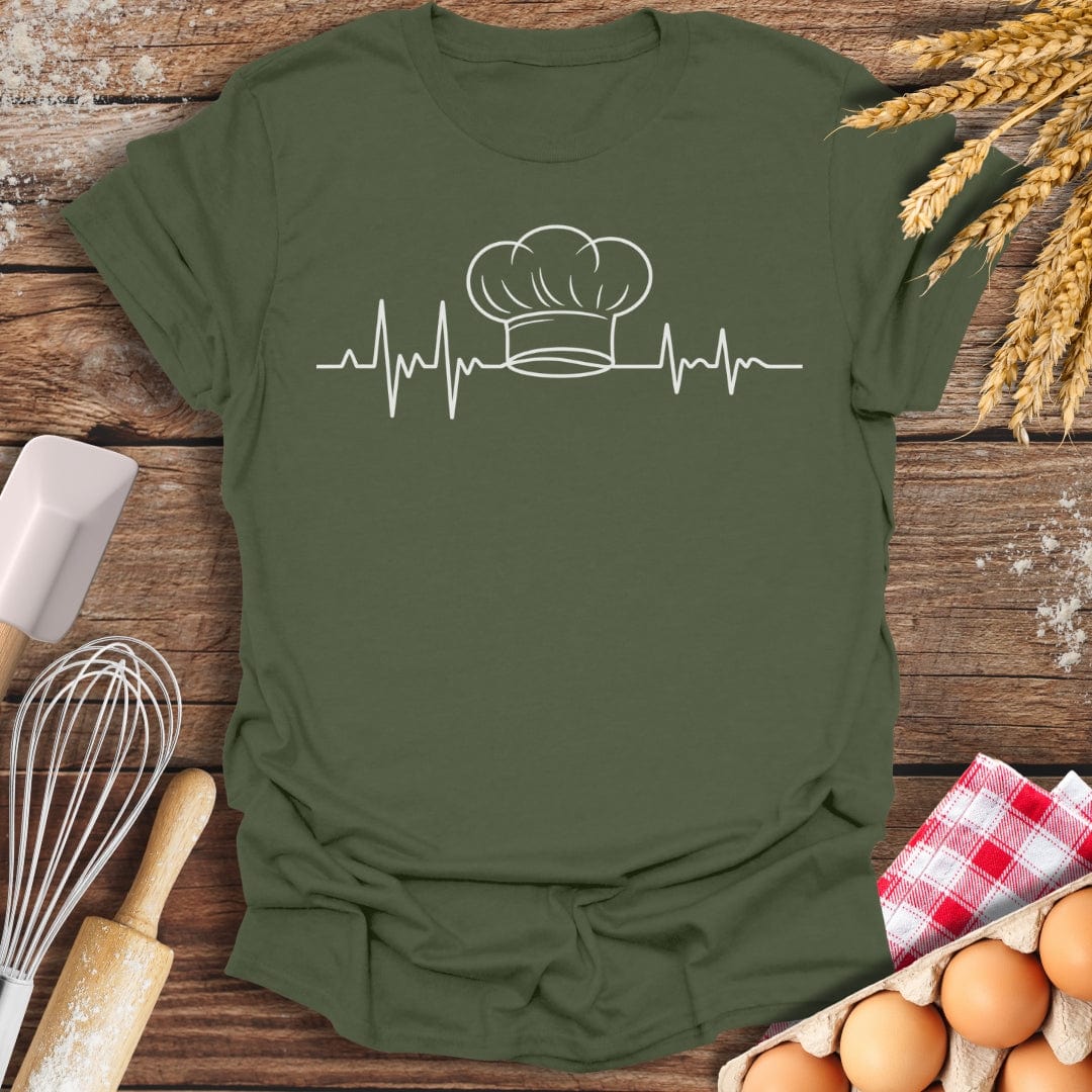 Chef's Hat EKG T-Shirt Military Green / S Baking Threads