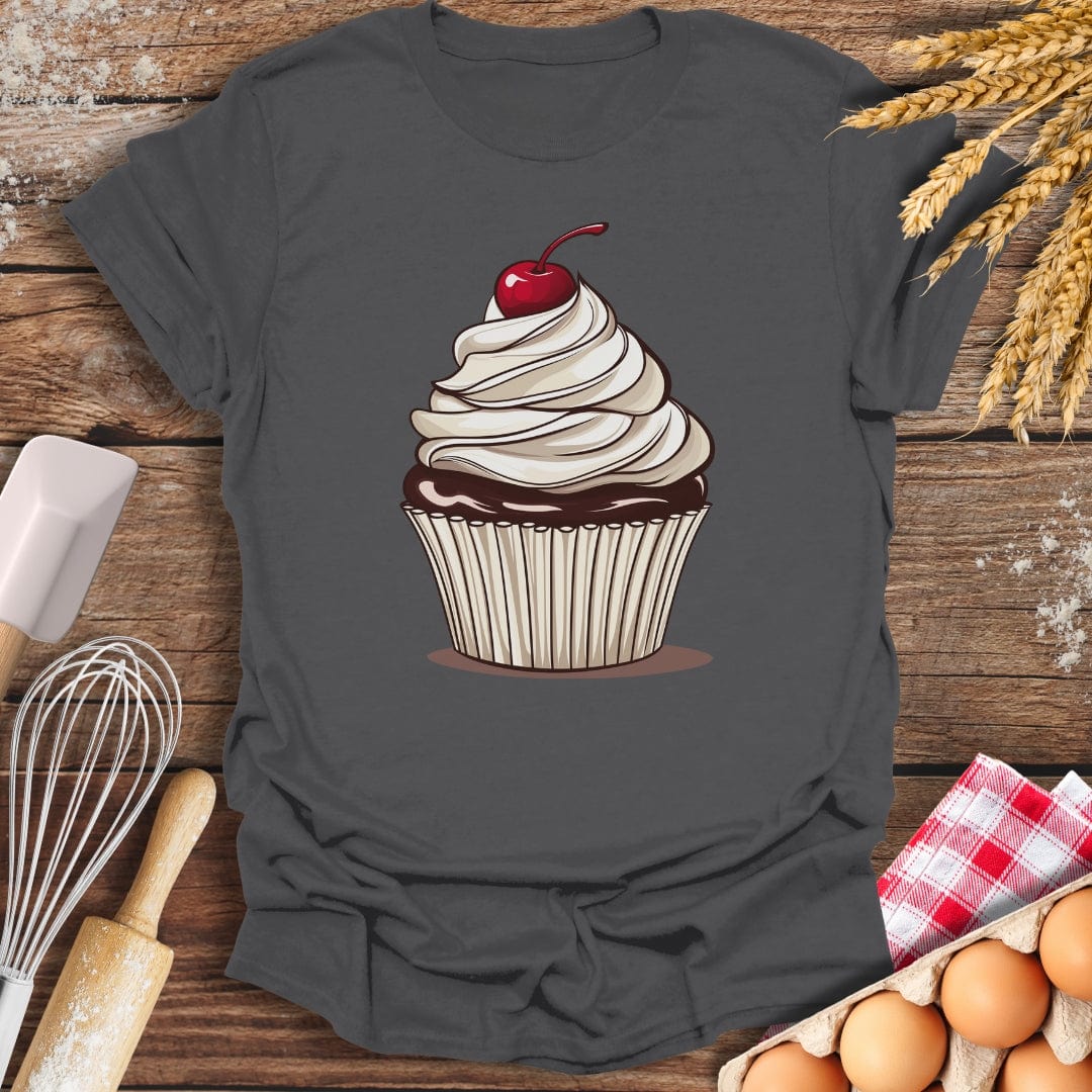 Cherry Cupcake T-Shirt Charcoal / S Baking Threads