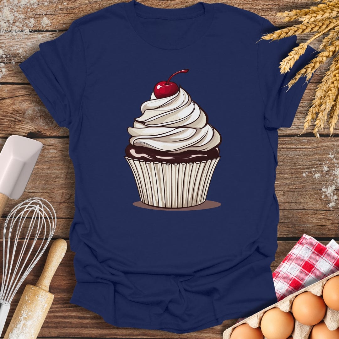 Cherry Cupcake T-Shirt Navy / S Baking Threads
