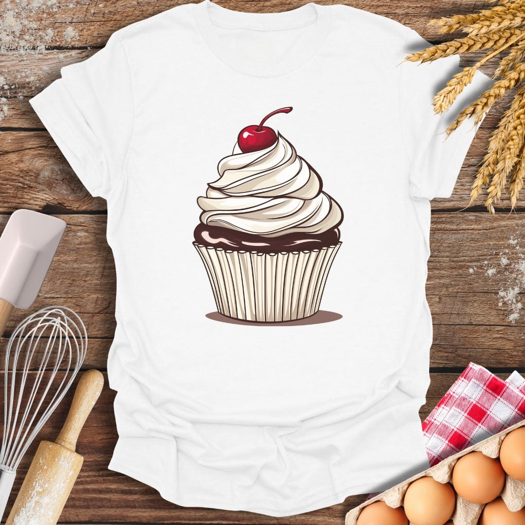 Cherry Cupcake T-Shirt White / S Baking Threads