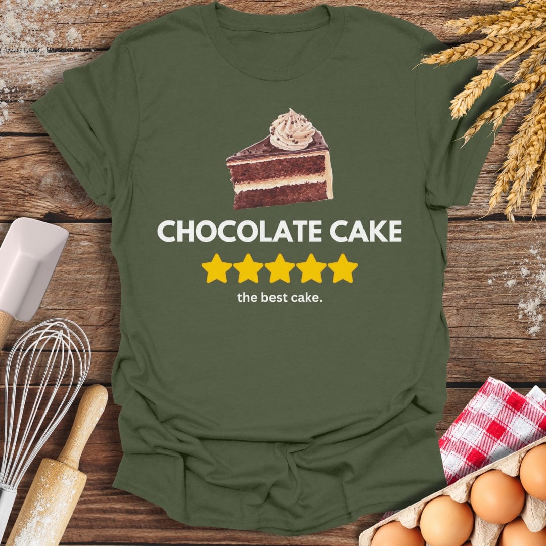Chocolate Cake: 5 Star Review T-Shirt Military Green / S Baking Threads