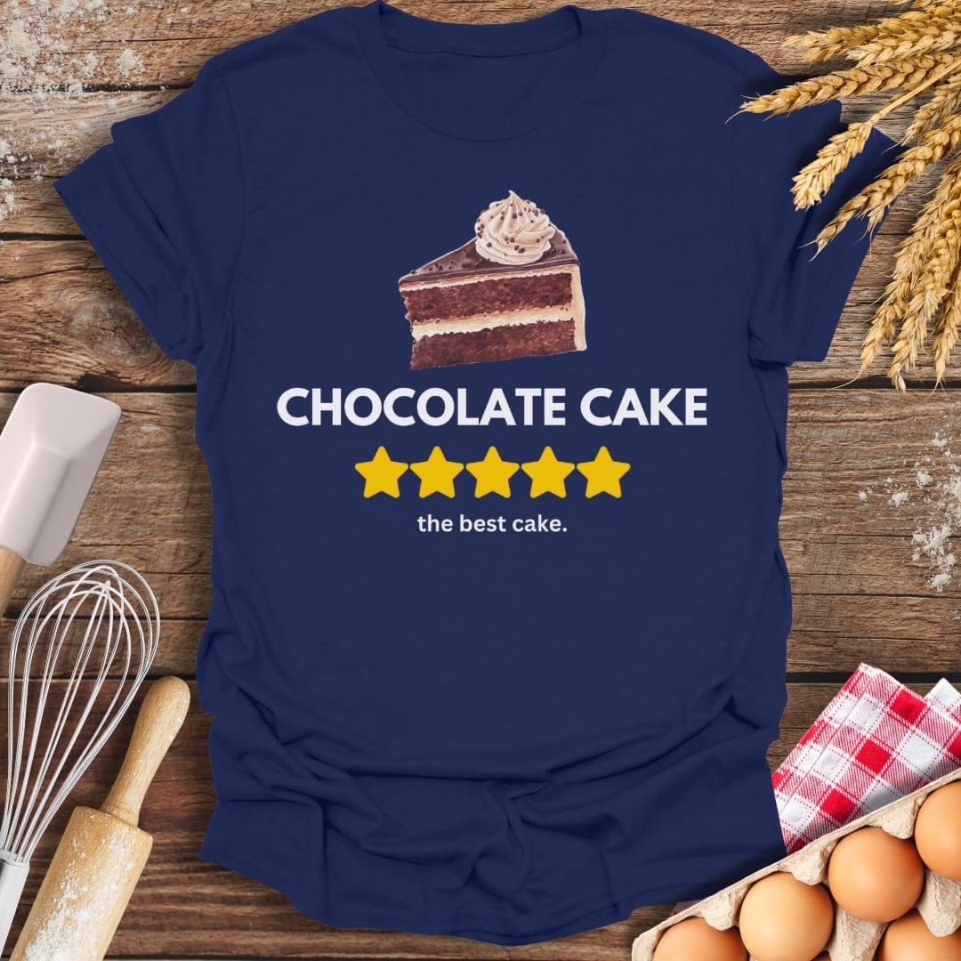 Chocolate Cake: 5 Star Review T-Shirt Navy / S Baking Threads