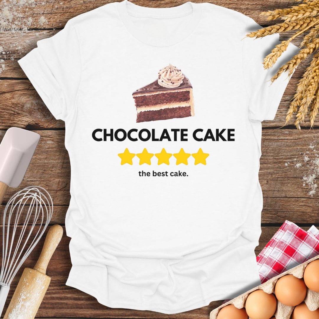 Chocolate Cake: 5 Star Review T-Shirt White / S Baking Threads