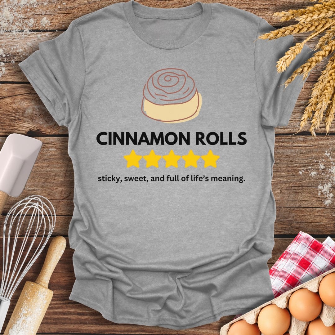 Cinnamon Rolls: 5 Star Review T-Shirt Sport Grey / S Baking Threads