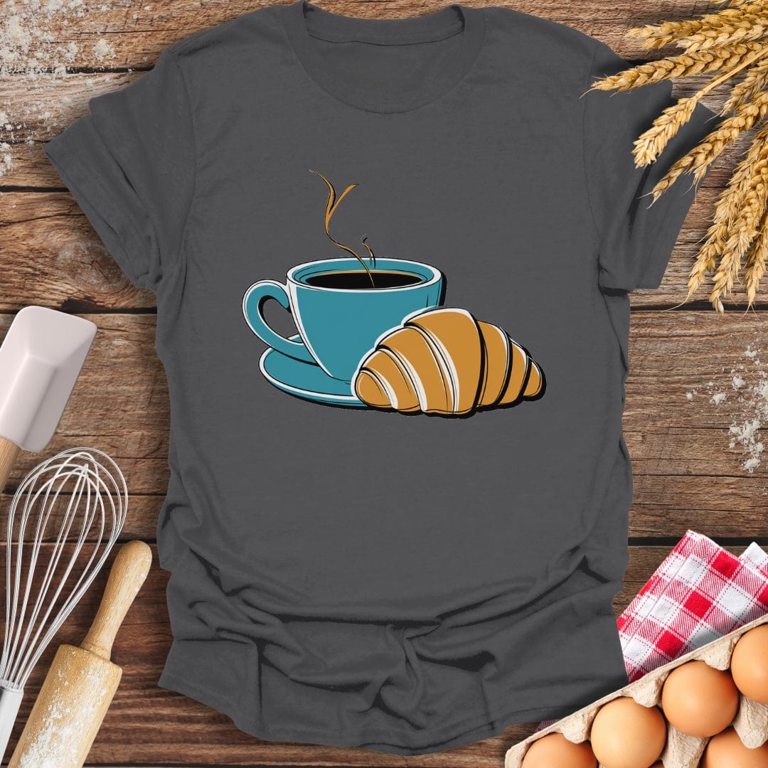 Coffee Croissant T-Shirt Charcoal / S Baking Threads