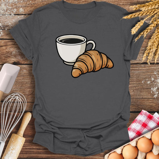 Coffee Croissant T-Shirt Charcoal / S Baking Threads