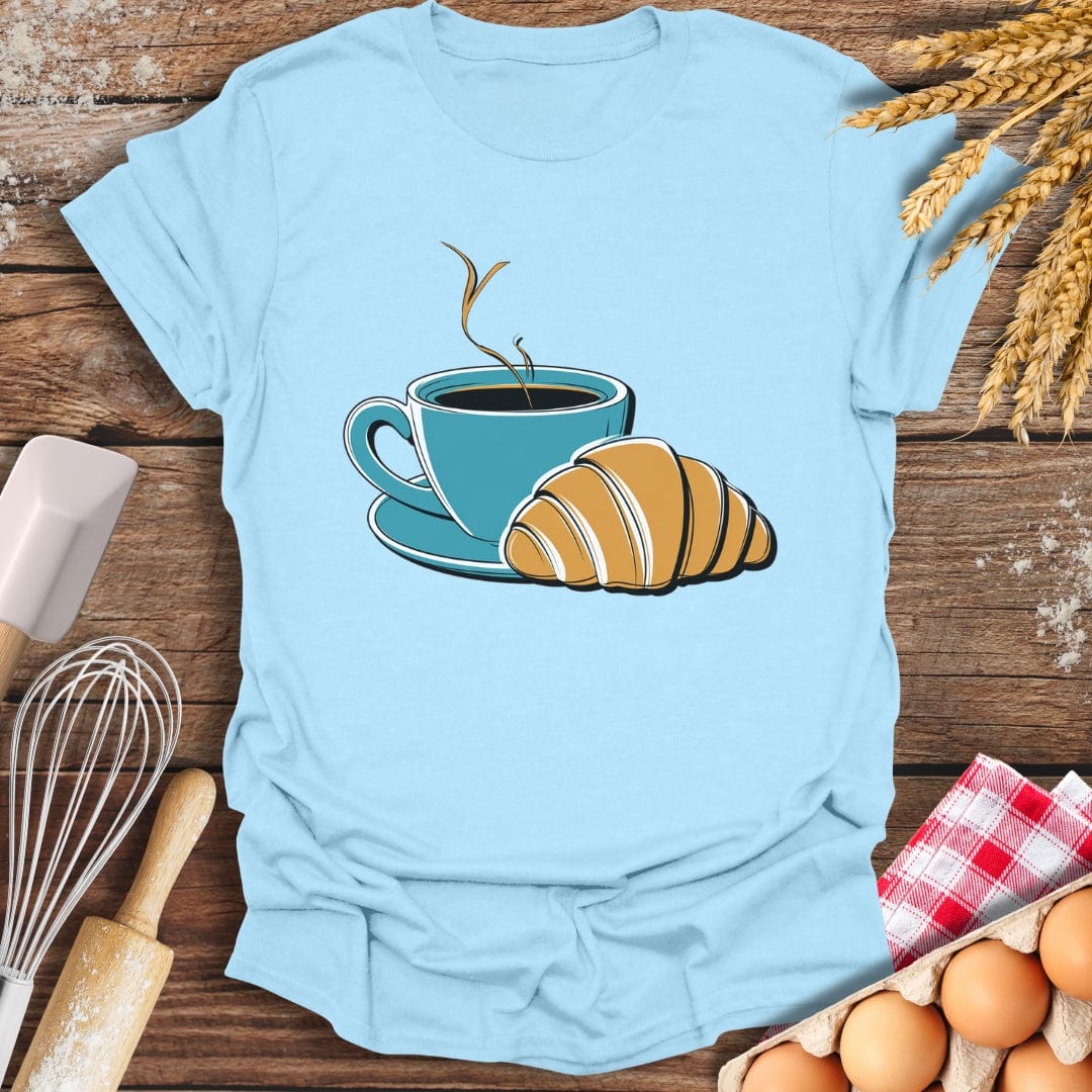 Coffee Croissant T-Shirt Light Blue / S Baking Threads