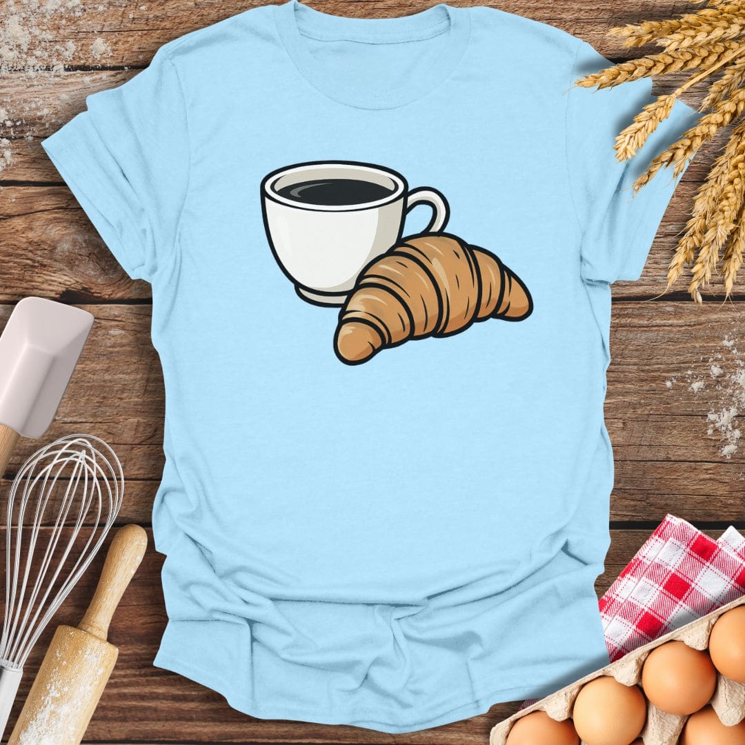 Coffee Croissant T-Shirt Light Blue / S Baking Threads