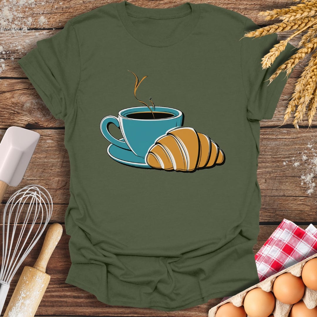 Coffee Croissant T-Shirt Military Green / S Baking Threads