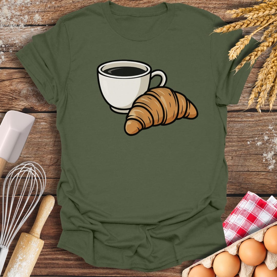 Coffee Croissant T-Shirt Military Green / S Baking Threads