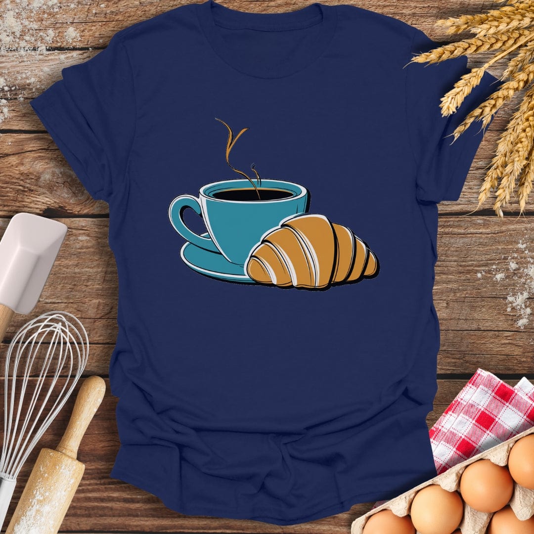 Coffee Croissant T-Shirt Navy / S Baking Threads