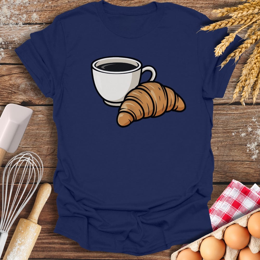 Coffee Croissant T-Shirt Navy / S Baking Threads