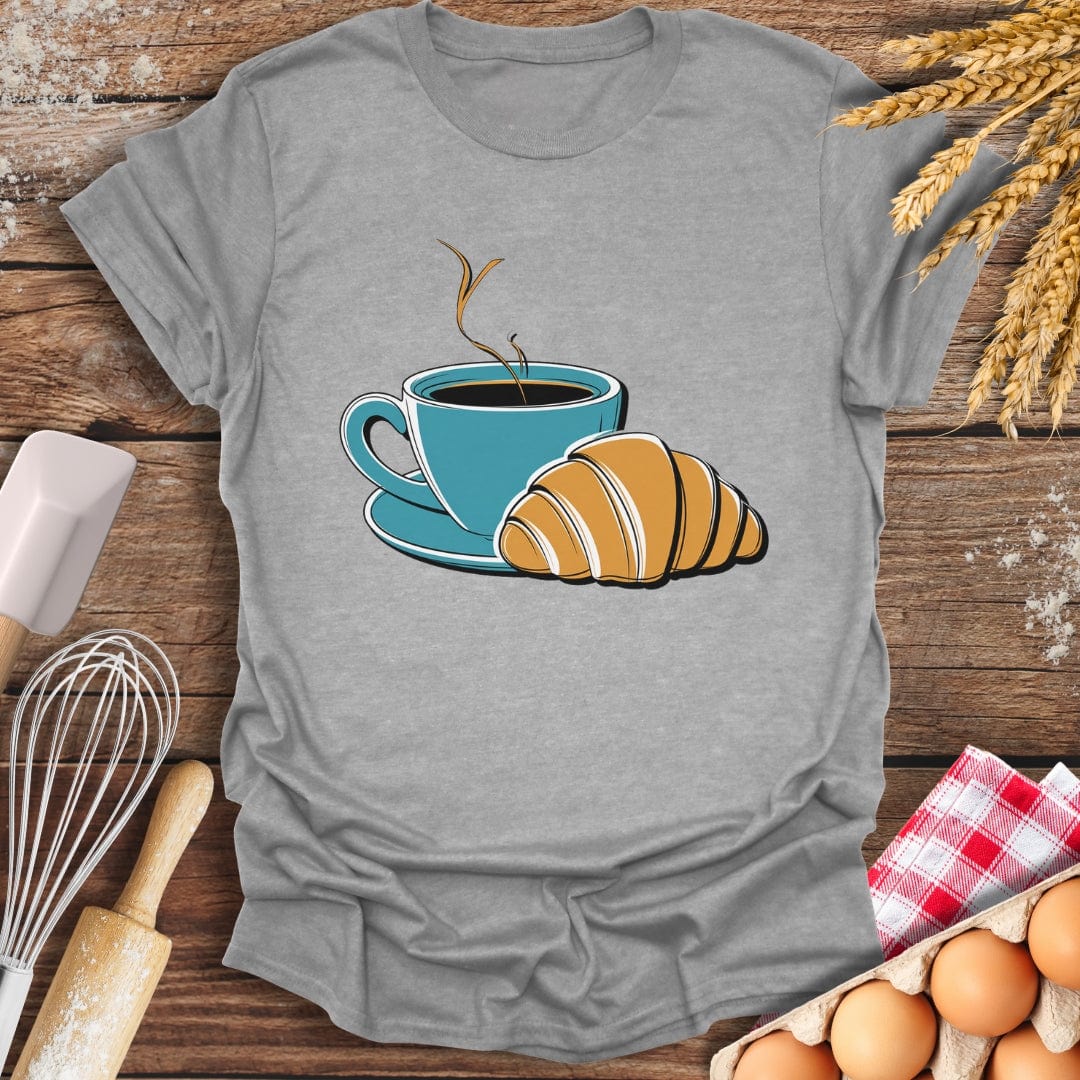 Coffee Croissant T-Shirt Sport Grey / S Baking Threads