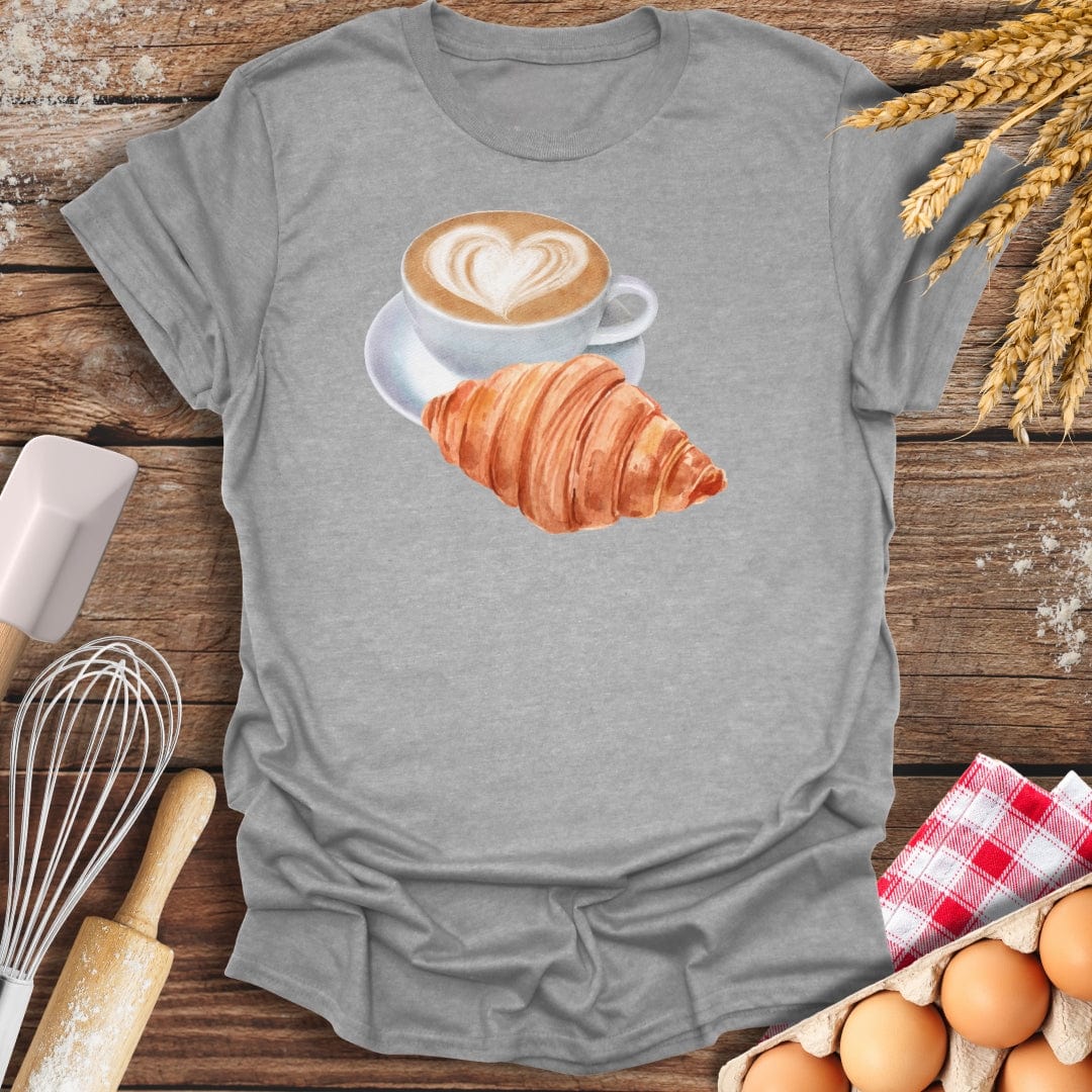 Coffee & Croissant T-Shirt Sport Grey / S Baking Threads