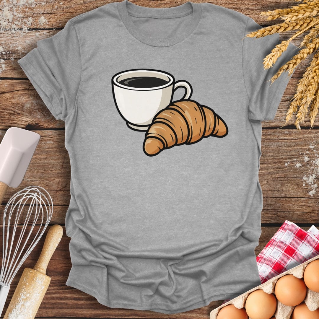 Coffee Croissant T-Shirt Sport Grey / S Baking Threads