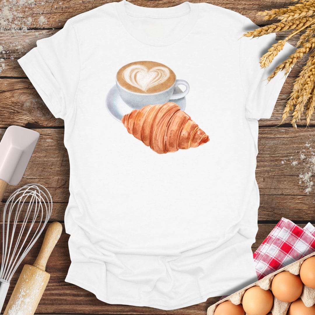 Coffee & Croissant T-Shirt White / S Baking Threads