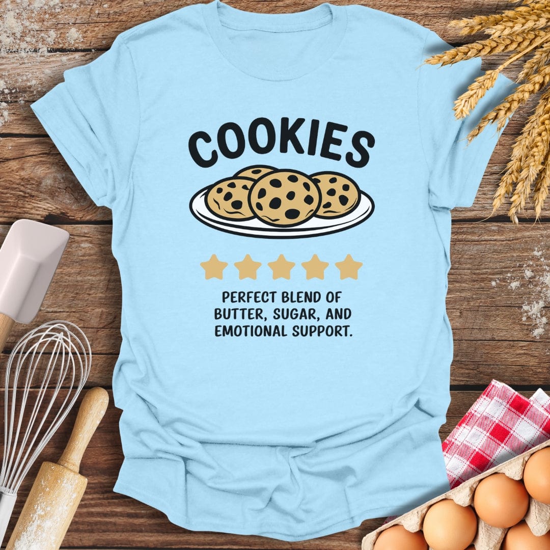 Cookies: 5-Star Review T-Shirt Light Blue / S Baking Threads