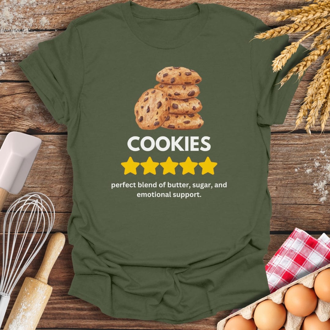 Cookies: 5 Star Review T-Shirt Military Green / S Baking Threads
