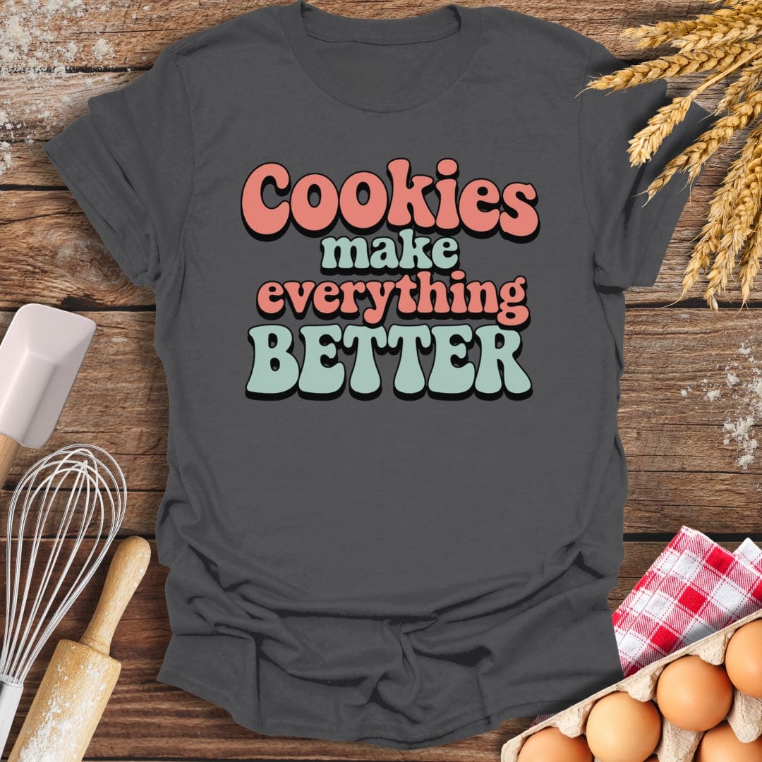 Cookies Make Everything Better Retro T-Shirt Charcoal / S Baking Threads
