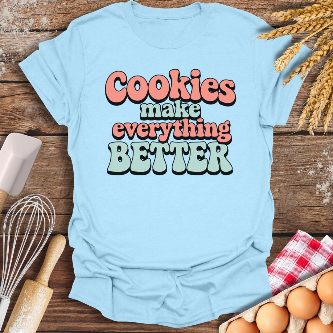 Cookies Make Everything Better Retro T-Shirt Light Blue / S Baking Threads