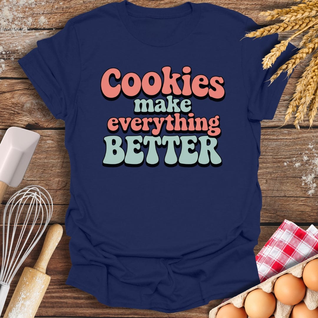 Cookies Make Everything Better Retro T-Shirt Navy / S Baking Threads