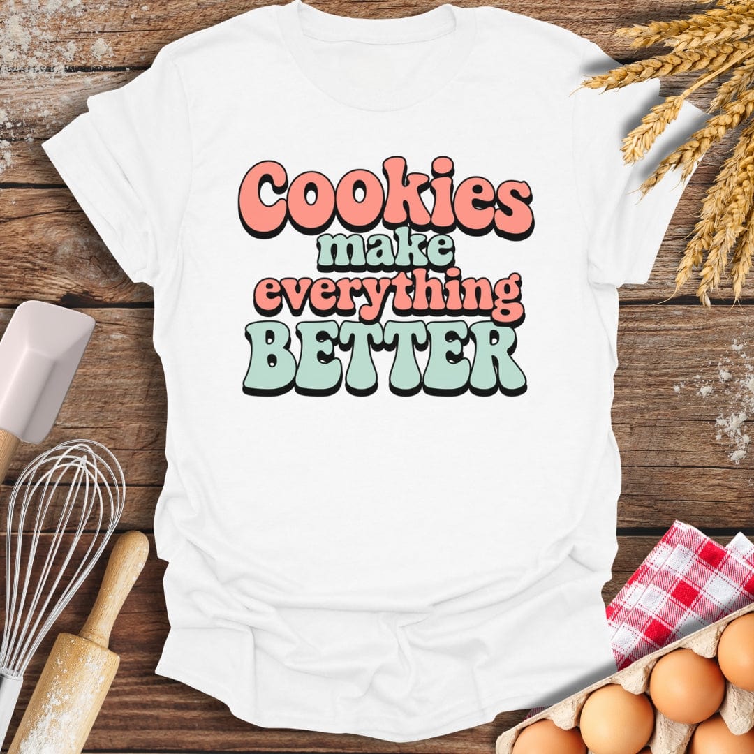 Cookies Make Everything Better Retro T-Shirt White / S Baking Threads