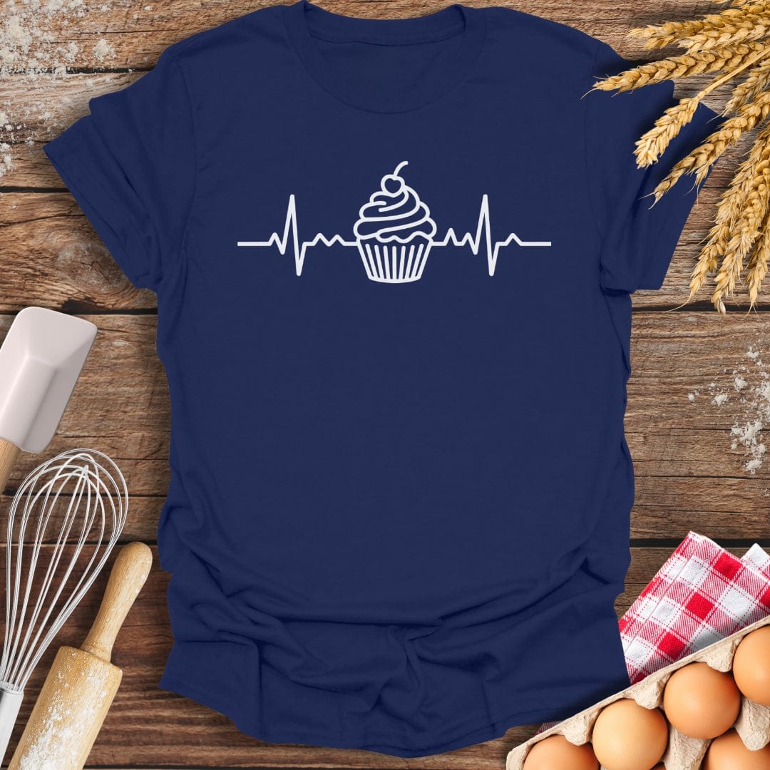 Cupcake EKG T-Shirt Navy / S Baking Threads