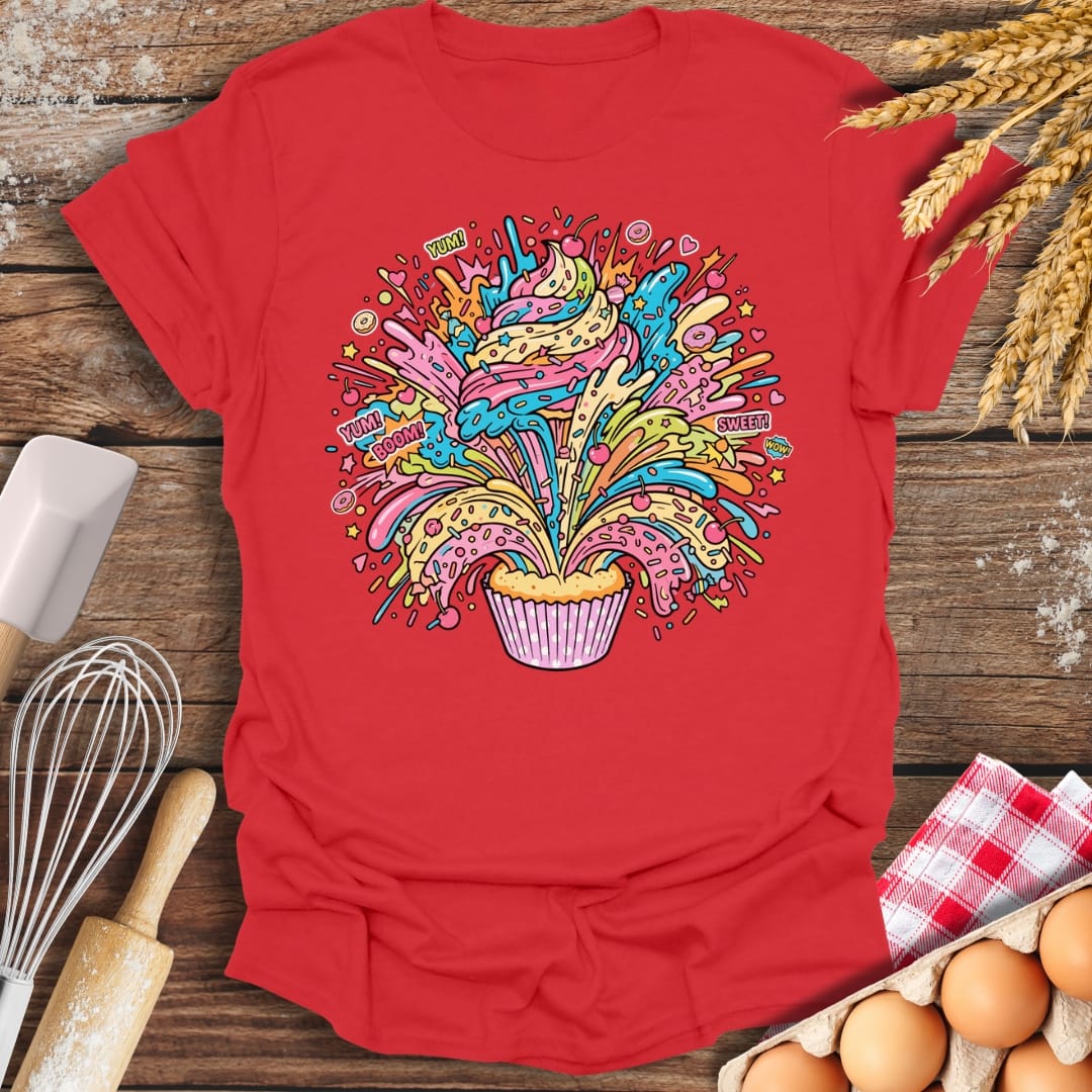 Cupcake Explosion T-Shirt Red / S Baking Threads