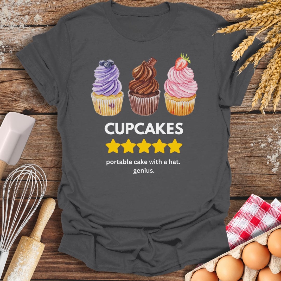 Cupcakes: 5 Star Review T-Shirt Charcoal / S Baking Threads