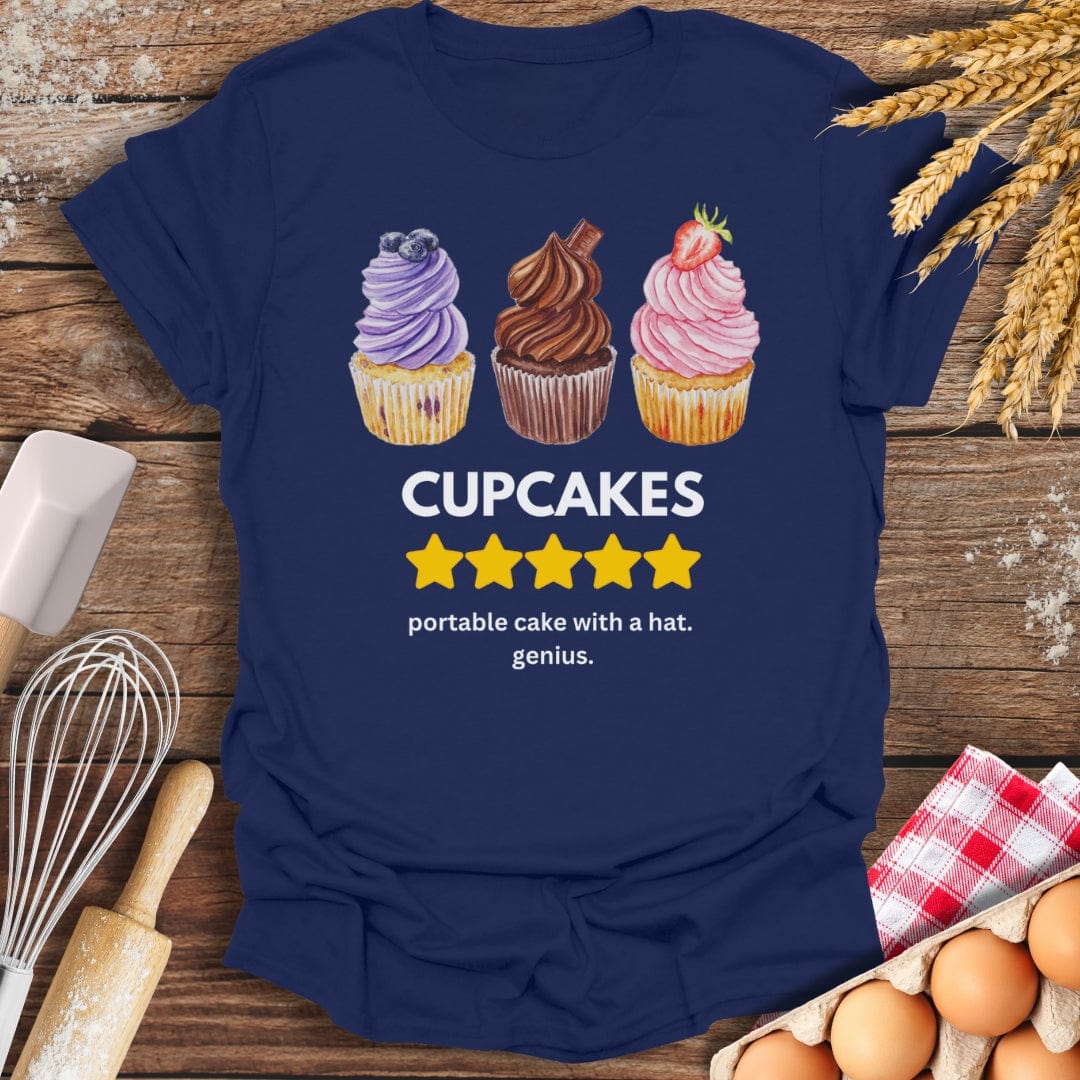 Cupcakes: 5 Star Review T-Shirt Navy / S Baking Threads