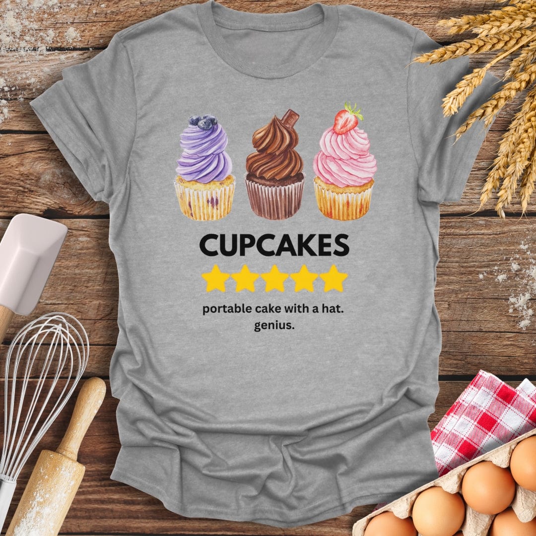 Cupcakes: 5 Star Review T-Shirt Sport Grey / S Baking Threads