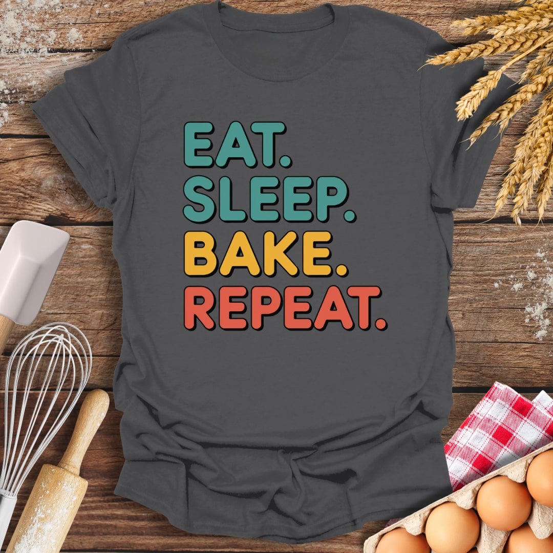Eat. Sleep. Bake. Repeat. T-Shirt Charcoal / S Baking Threads