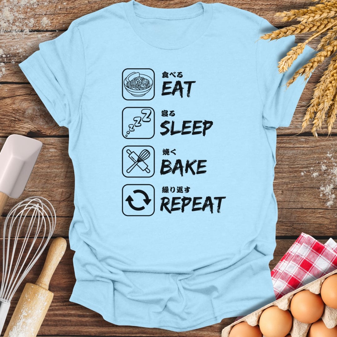 Eat Sleep Bake Repeat T-Shirt Light Blue / S Baking Threads