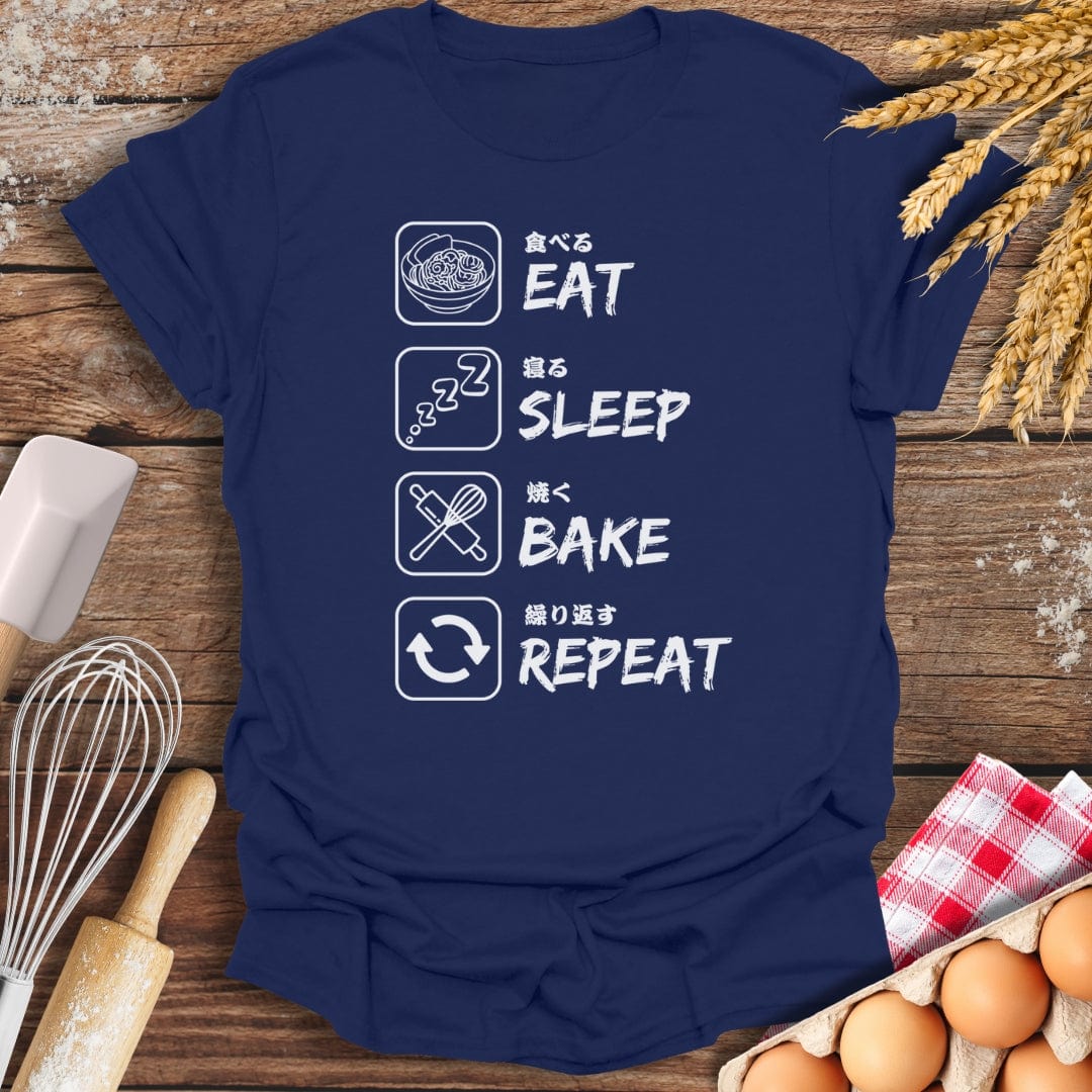 Eat Sleep Bake Repeat T-Shirt Navy / S Baking Threads