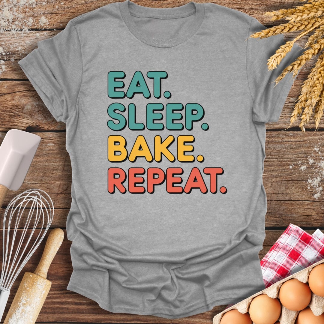Eat. Sleep. Bake. Repeat. T-Shirt Sport Grey / S Baking Threads