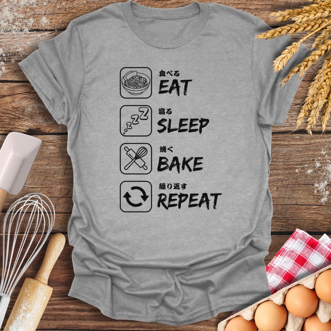 Eat Sleep Bake Repeat T-Shirt Sport Grey / S Baking Threads